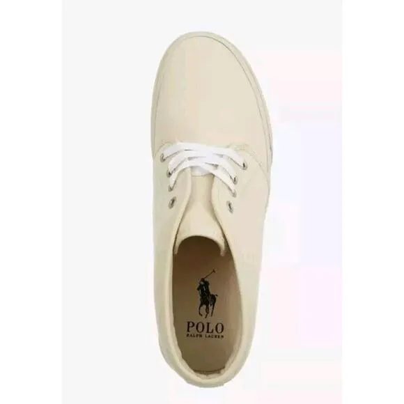 Polo Ralph Lauren Keaton Chukka Sneakers Ecru Cream White Mid-Top Shoe Men’s 8.5