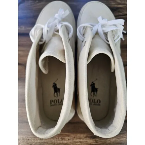 Polo Ralph Lauren Keaton Chukka Sneakers Ecru Cream White Mid-Top Shoe Men’s 8.5