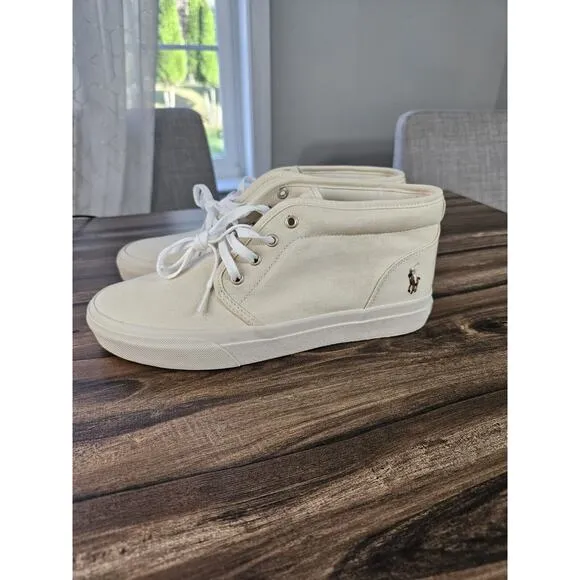Polo Ralph Lauren Keaton Chukka Sneakers Ecru Cream White Mid-Top Shoe Men’s 8.5