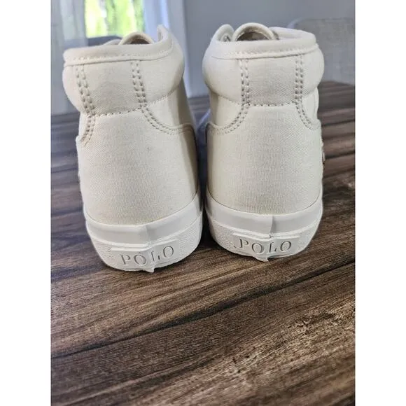 Polo Ralph Lauren Keaton Chukka Sneakers Ecru Cream White Mid-Top Shoe Men’s 8.5