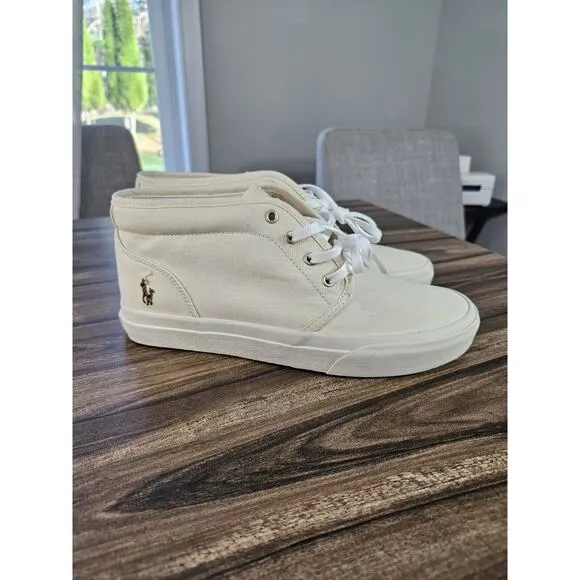 Polo Ralph Lauren Keaton Chukka Sneakers Ecru Cream White Mid-Top Shoe Men’s 8.5