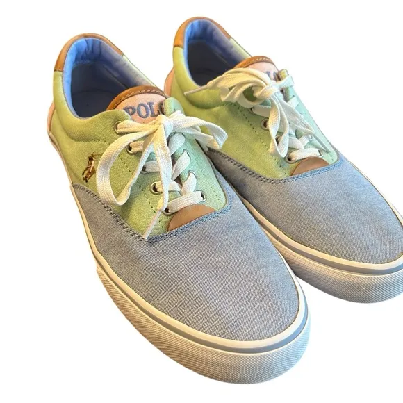 Polo‎ Ralph Lauren Men Thorton III Sneakers Pastel Colorblock Canvas Leather 12D