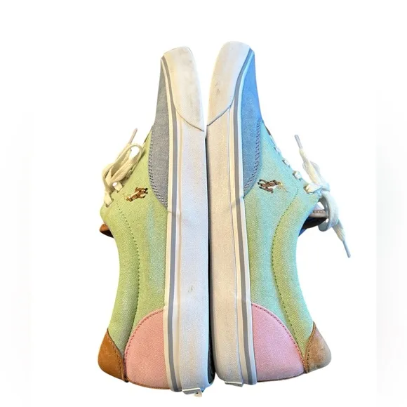 Polo‎ Ralph Lauren Men Thorton III Sneakers Pastel Colorblock Canvas Leather 12D