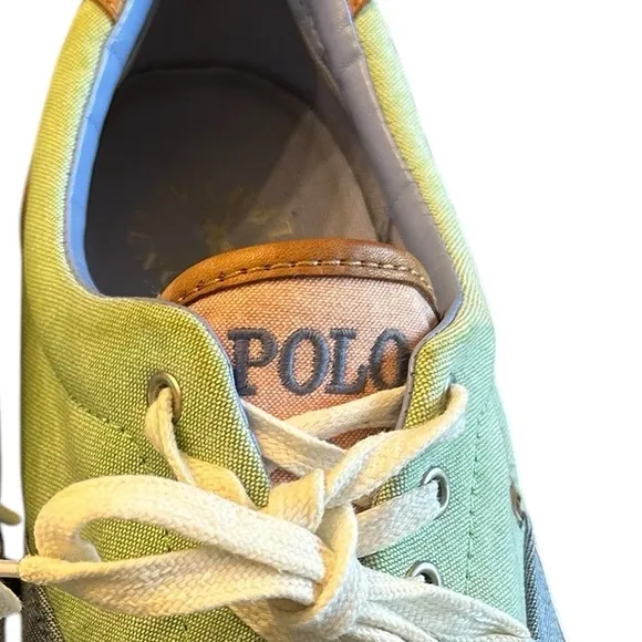 Polo‎ Ralph Lauren Men Thorton III Sneakers Pastel Colorblock Canvas Leather 12D