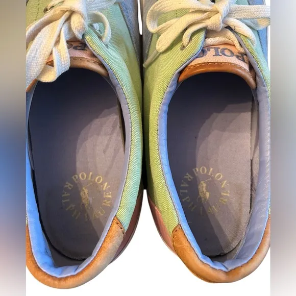 Polo‎ Ralph Lauren Men Thorton III Sneakers Pastel Colorblock Canvas Leather 12D