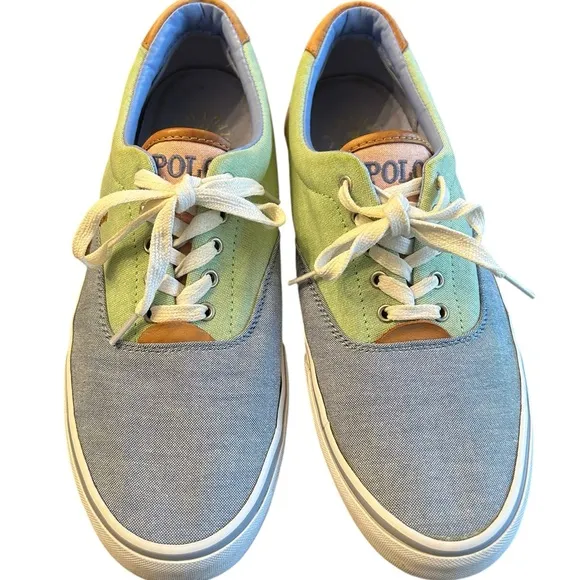Polo‎ Ralph Lauren Men Thorton III Sneakers Pastel Colorblock Canvas Leather 12D