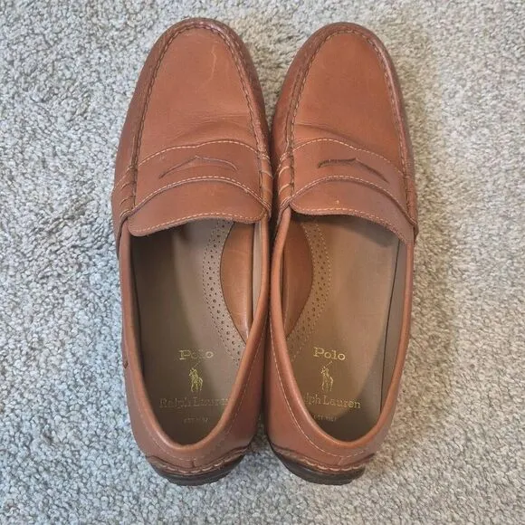 Polo Ralph Lauren Reynold Slip On Penny Loafers Men’s 10 Brown Leather