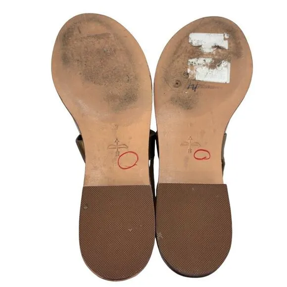Pour La Victoire Gold Acadia Leather Stacked Heel Sandals
