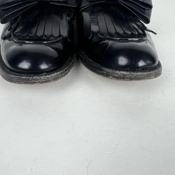 Pour La Victoire Tegan Kilted Loafers Black Leather Bow Detail Sz 6.5