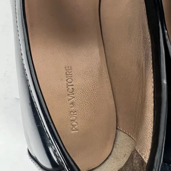 Pour La Victoire Tegan Kilted Loafers Black Leather Bow Detail Sz 6.5