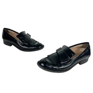 Pour La Victoire Tegan Kilted Loafers Black Leather Bow Detail Sz 6.5