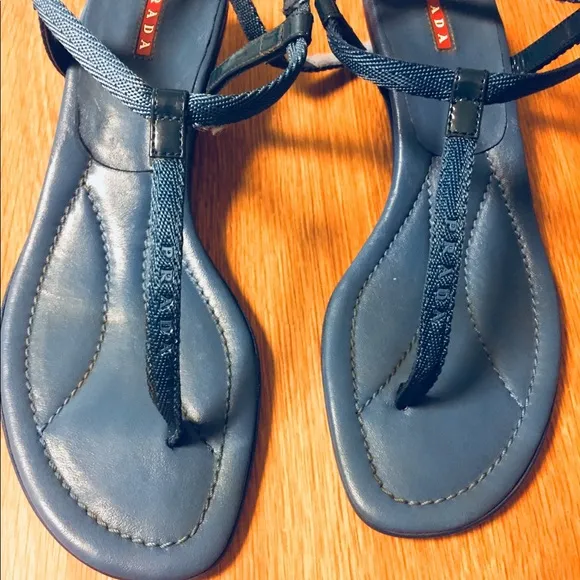 Prada Azure kitten heels thong sandals