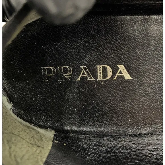 Prada Black Patent Leather Ballerina Flats Stud Stone Bow Embellishment Sz EU 39