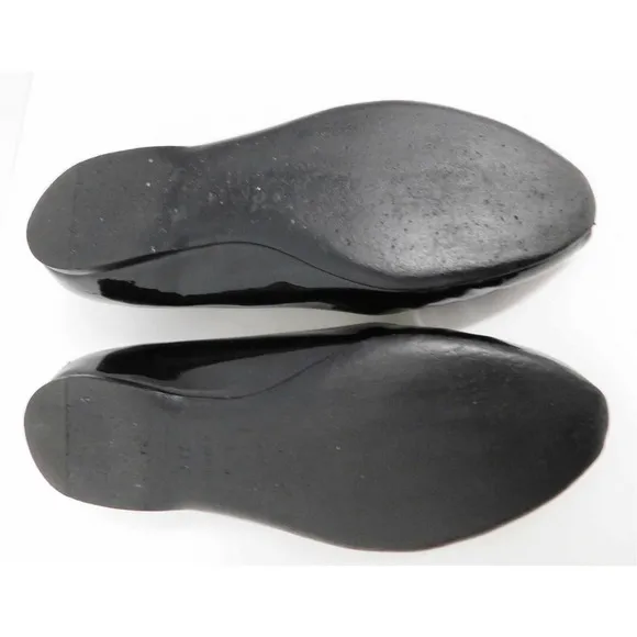 Prada Black Patent Leather Peep Toe Flats Italy 36.5