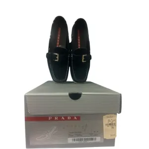 Prada blue Leather Loafers with Horsebit Detail