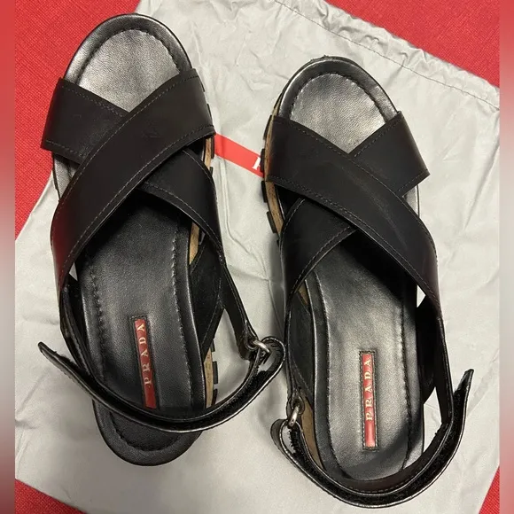 Prada criss cross sandals size 40