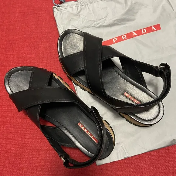 Prada criss cross sandals size 40