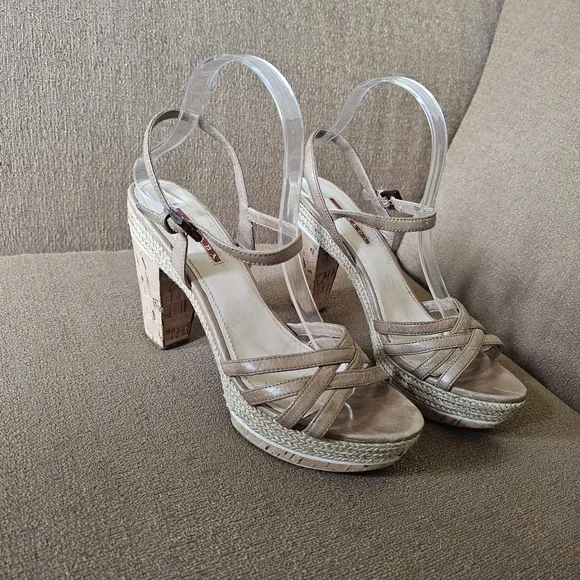 Prada Leather Espadrilles in Neutral Color Size 39.5