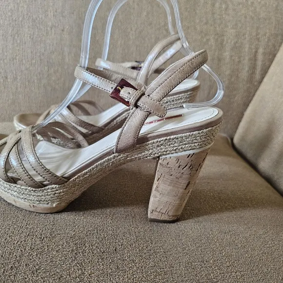 Prada Leather Espadrilles in Neutral Color Size 39.5