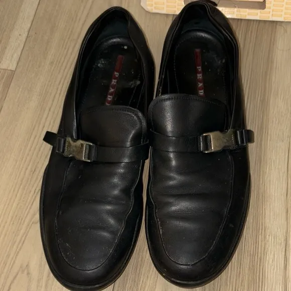 Prada | Men's Buckle Logo Loafers