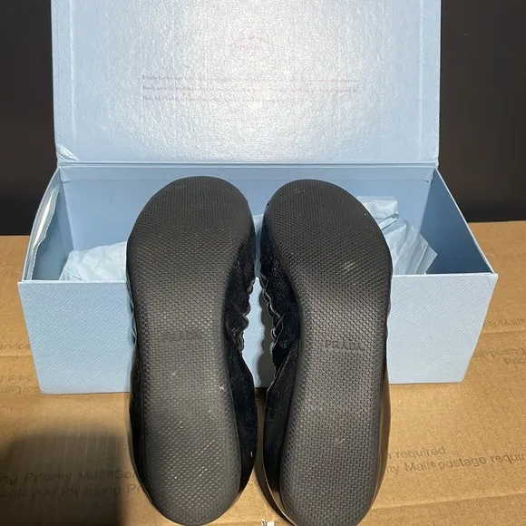 Prada Metallic Cap-Toe Ballerina Flats
