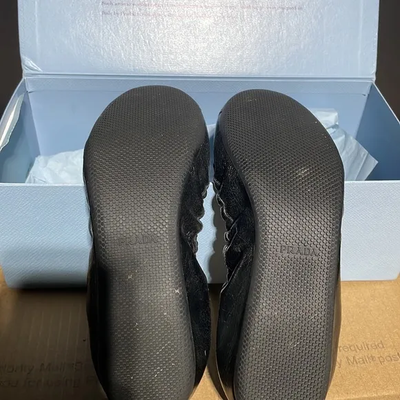 Prada Metallic Cap-Toe Ballerina Flats