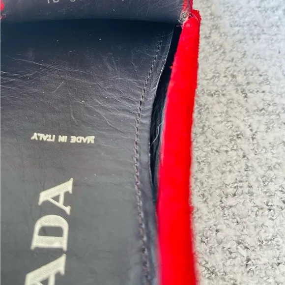Prada Red Suede Slip-On Loafers