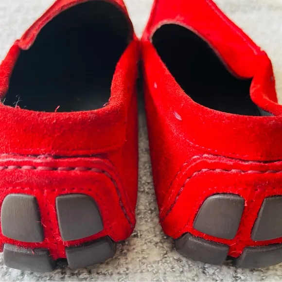 Prada Red Suede Slip-On Loafers