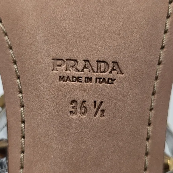 Prada Sling Back Thong Sandals Silver/Gold - size 36.5