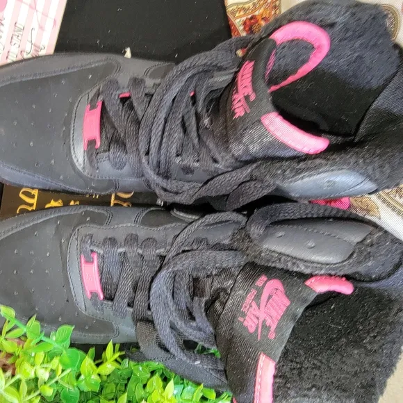 Price DROP- Kids Black and Pink High-Top Sneakers