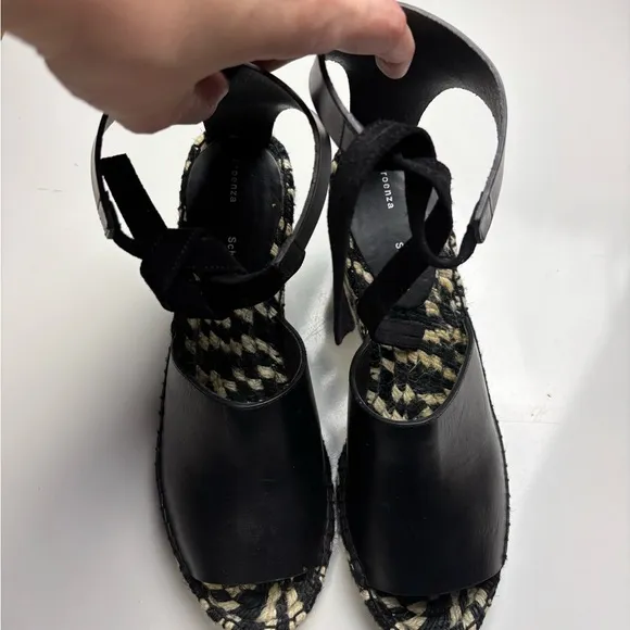 Proenza Schouler wedge espadrilles leather tie front sandals