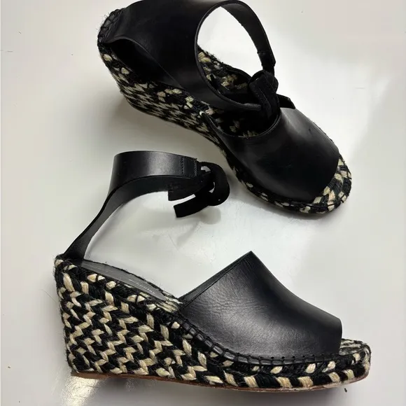 Proenza Schouler wedge espadrilles leather tie front sandals