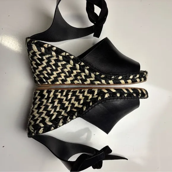 Proenza Schouler wedge espadrilles leather tie front sandals