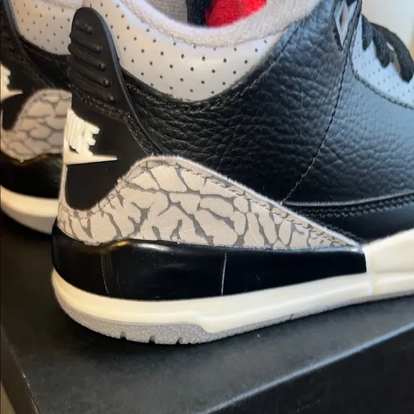 PS Jordan 3 Black Cement 3 and White Sneakers