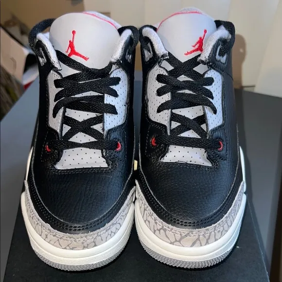 PS Jordan 3 Black Cement 3 and White Sneakers