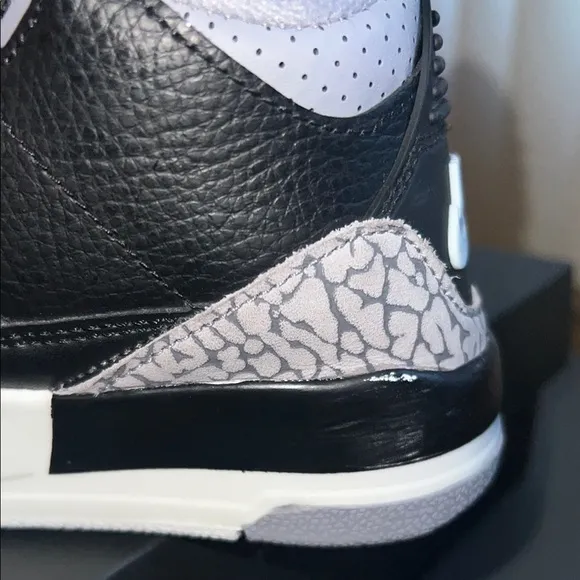 PS Jordan 3 Black Cement 3 and White Sneakers