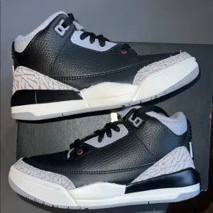 PS Jordan 3 Black Cement 3 and White Sneakers