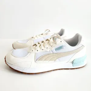 Puma Cream Beige White &amp; Teal Green Graviton Lace-up Sneakers Woman's Size 8