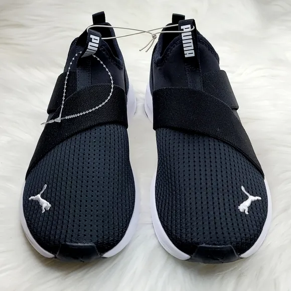 PUMA PROWL SLIP ON SNEAKERS BLACK AND WHITE