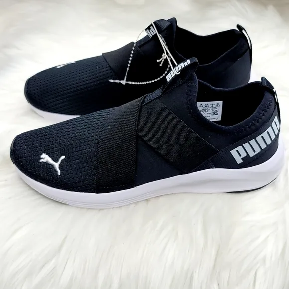 PUMA PROWL SLIP ON SNEAKERS BLACK AND WHITE