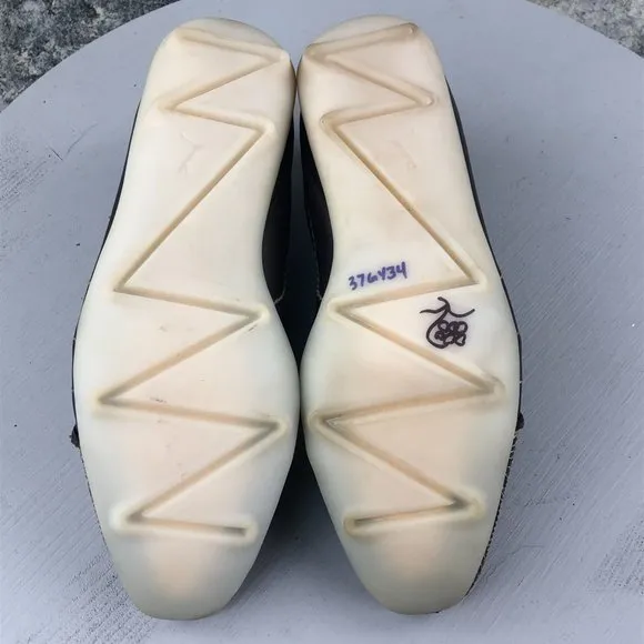 PUMA Women's Size 8 Brown Leather Cream Swirl Stitching Slip On Sneakers Loafers