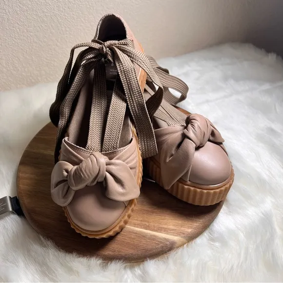 Puma x Fenty by Rihanna Leather Bow Accents Espadrilles Size 7.5 NWOB