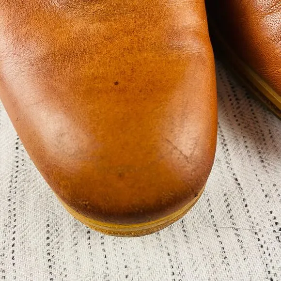 Rachel Comey Calf Leather Tan Brown Riding Carrier Boots Stacked Heel Size 6