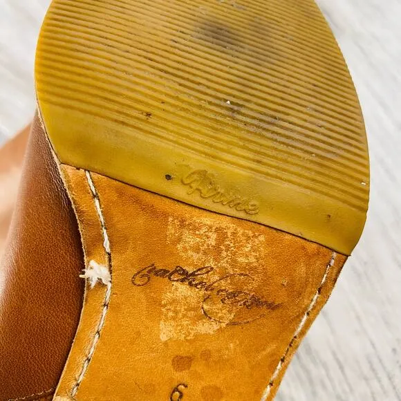 Rachel Comey Calf Leather Tan Brown Riding Carrier Boots Stacked Heel Size 6