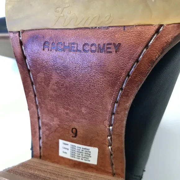 Rachel Comey Stacked Ankle Booties Boots Womens 9 Black Leather Wood Block Heel