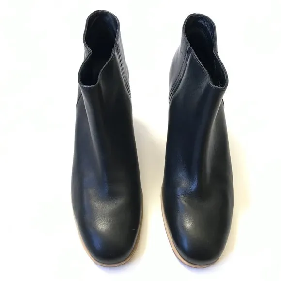 Rachel Comey Stacked Ankle Booties Boots Womens 9 Black Leather Wood Block Heel
