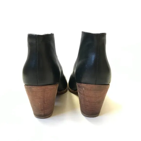 Rachel Comey Stacked Ankle Booties Boots Womens 9 Black Leather Wood Block Heel