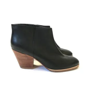 Rachel Comey Stacked Ankle Booties Boots Womens 9 Black Leather Wood Block Heel