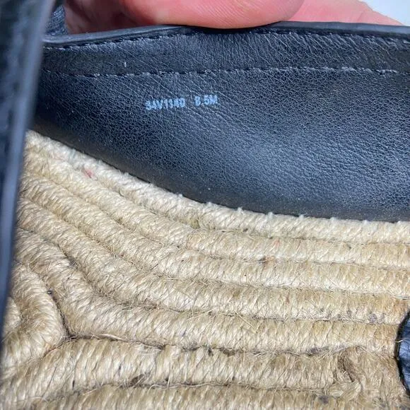 Rachel Zoe Cherry Calf Hair Espadrille Flats Sz 8.5 Black Leather Slip Ons‎