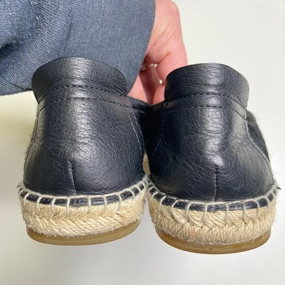 Rachel Zoe Cherry Calf Hair Espadrille Flats Sz 8.5 Black Leather Slip Ons‎